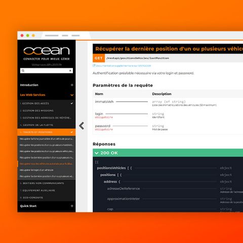 Documentation API via site internet Grav CMS OCEAN Webservices